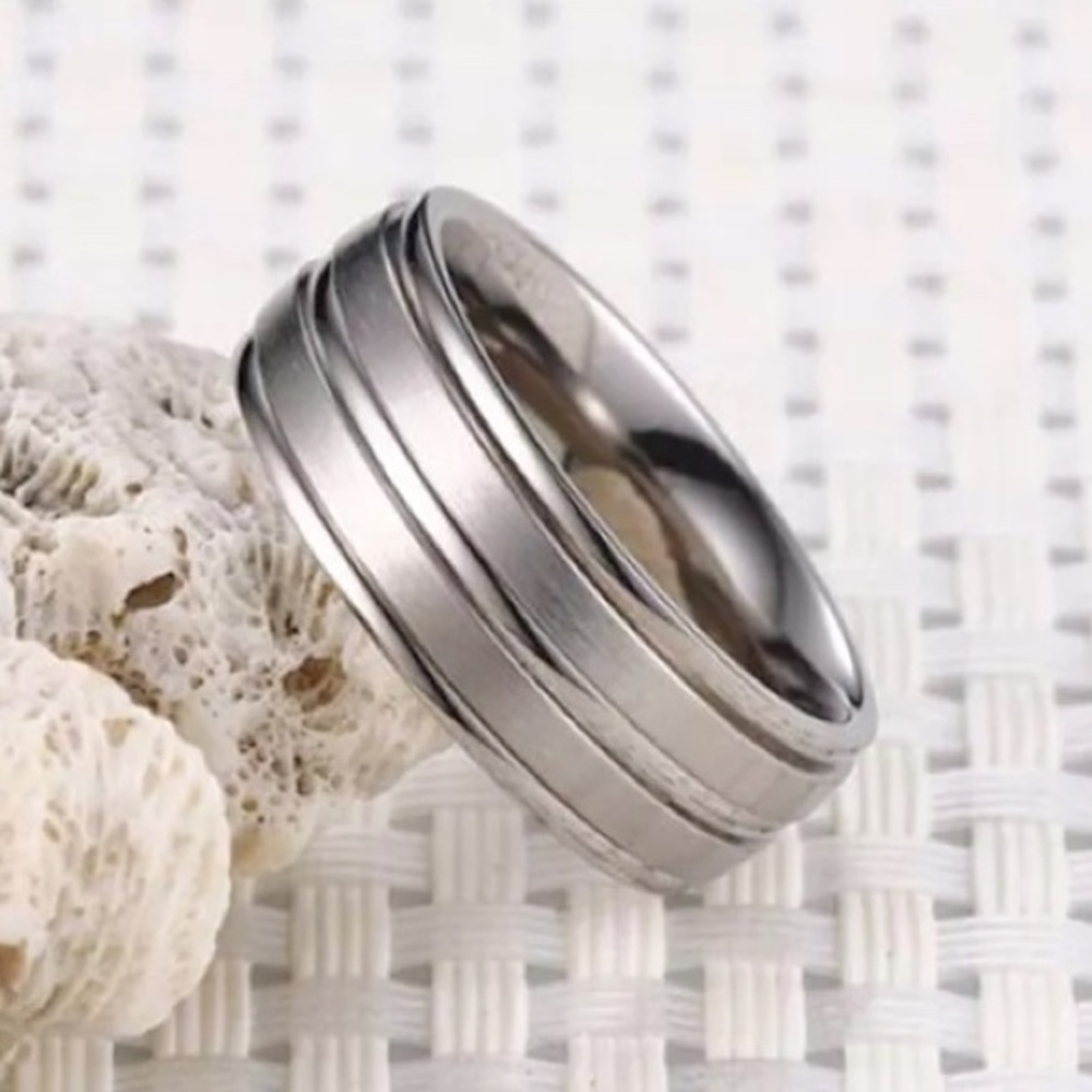 Silver Titanium Steel Ring Band Light Comfort Fit